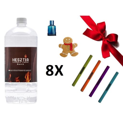 HESZTIA Bioetanol 1,0 L 4db Mézeskalács + 4db Havas kasmír - Ajándék színes gyújtópálcával 