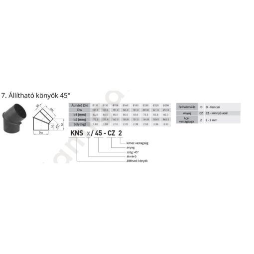 ÁLLÍTHATÓ KÖNYÖK 180MM 45°