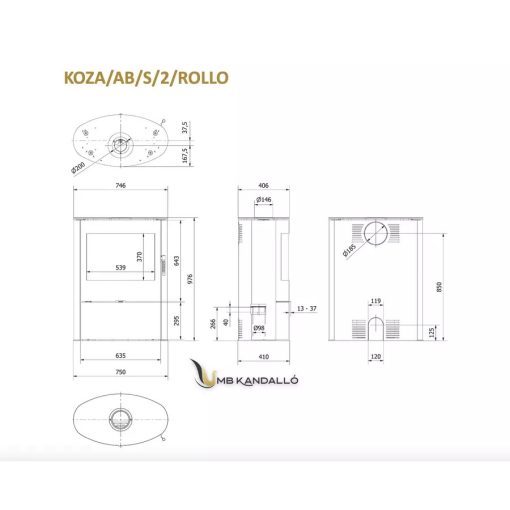 KOZA AB S 2 ROLLO KANDALLÓKÁLYHA - Ajándék Hamuporszívóval 