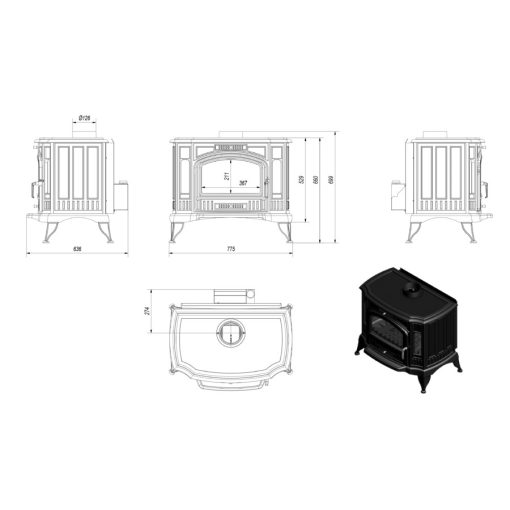 KRATKI KOZA K9 150 KÁLYHA TURBOFAN RENDSZERREL - Ajándék Hamuporszívóval