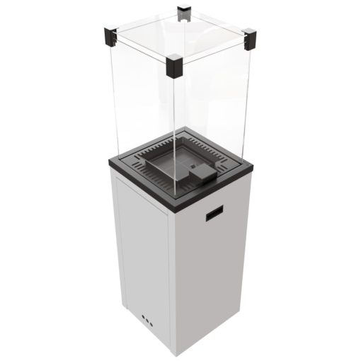 PATIO MINI TERASZMELEGÍTŐ FEHÉR ÜVEG ELŐLAPPAL TÁVIRÁNYÍTÓVAL