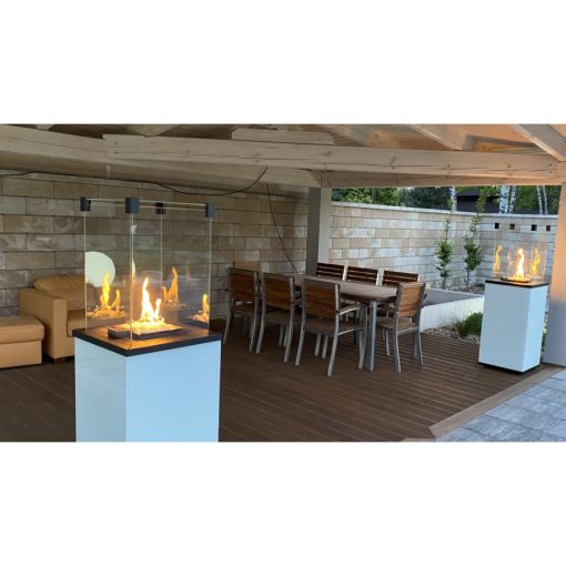 PATIO MINI TERASZMELEGÍTŐ FEHÉR ÜVEG ELŐLAPPAL TÁVIRÁNYÍTÓVAL
