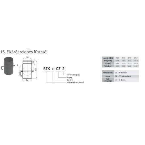 ELZÁRÓSZELEPES FÜSTCSŐ 180MM