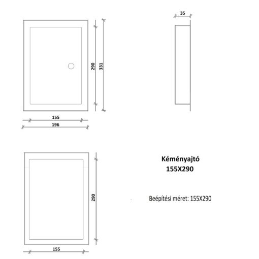 KÉMÉNYAJTÓ VÖRÖS ALAPOZÓVAL KEZELVE 155x290 mm