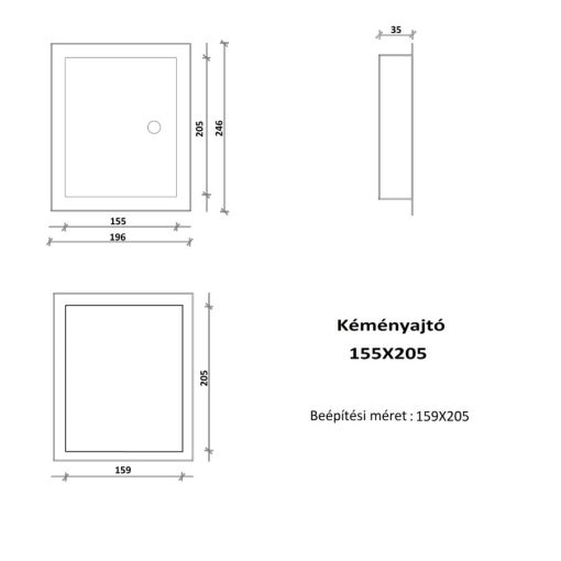 KÉMÉNYAJTÓ VÖRÖS ALAPOZÓVAL KEZELVE 155x205 mm